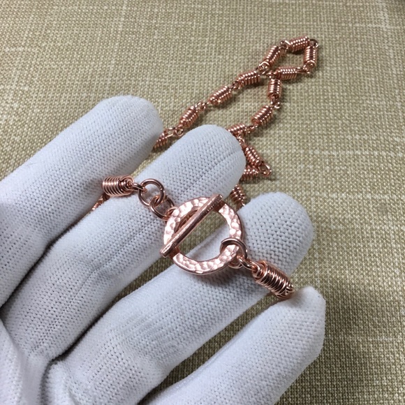 Toggle Necklace, Chunky Necklace, Copper Choker - Picture 8 of 8